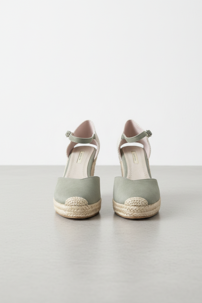 Alpargata Valenciana Cuña Verde - Plataforma Yute 8cm