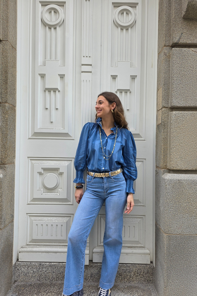 Camisa Rayas Azul Jean