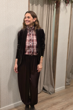 Pantalón de raso bombacho granate