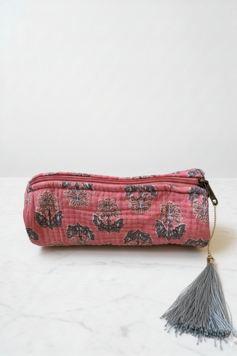 Neceser Pequeño Estampado Paisley rosa y gris