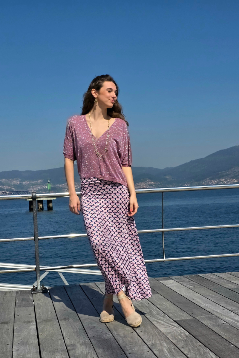 Falda Larga de Conchas Marino elástica