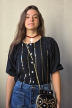 Camisa de micro pana con lentejuelas negra