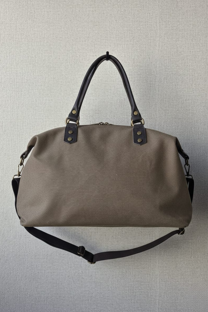 Bolso oversize de loneta y piel topo con opción a personalizar