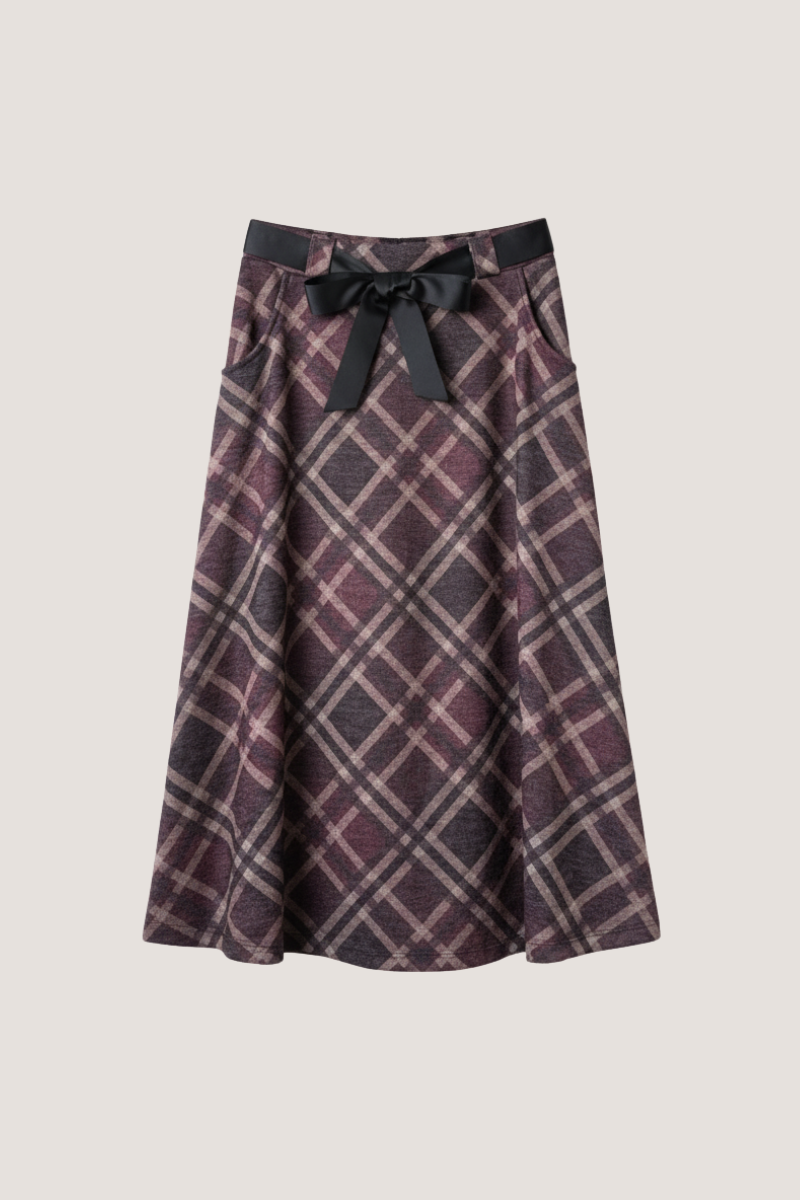 Falda de cuadros grandes berenjena