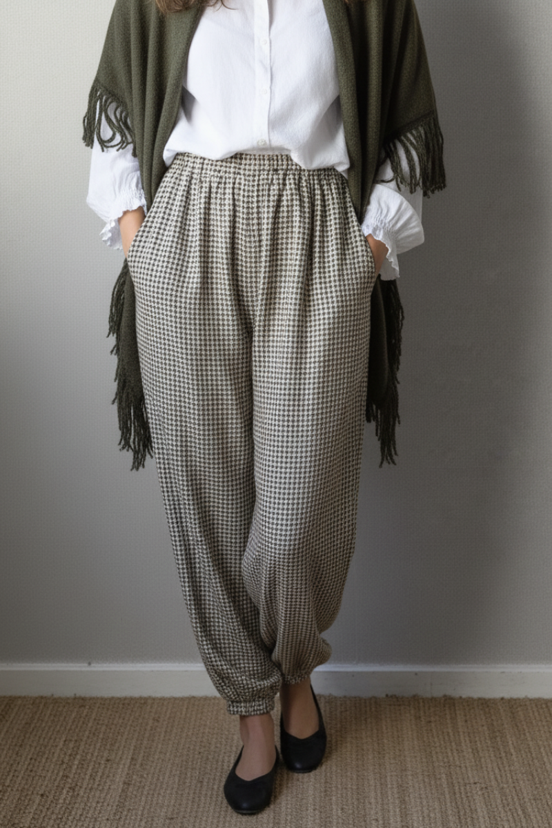 Pantalón bombacho de cuadros verde militar