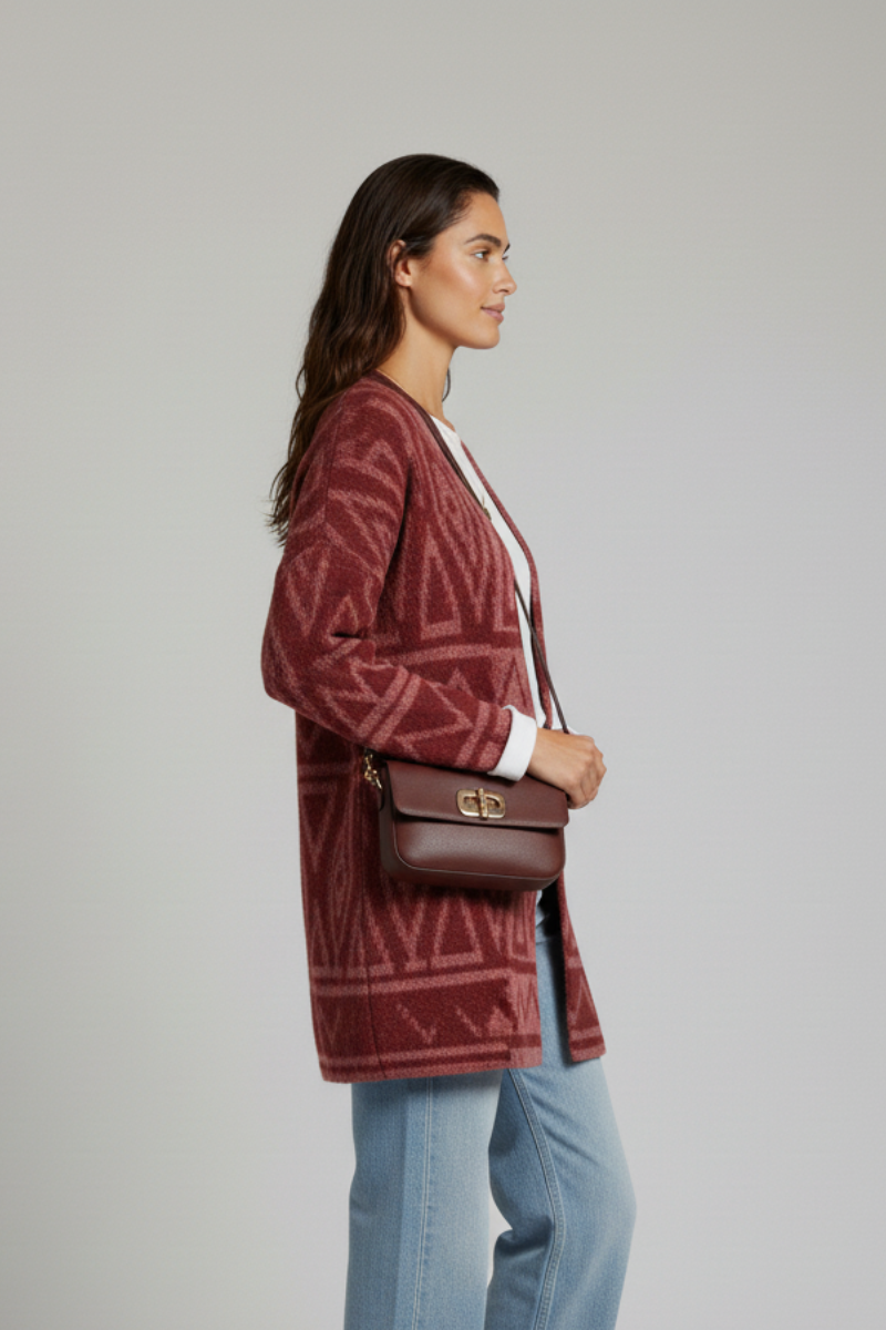 Chaqueta de lana con dibujo burdeos