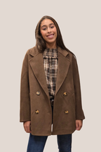 Abrigo de paño básico seis botones marrón