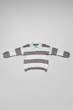 Jersey de rayas con cuello camisero topo