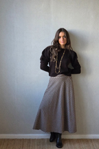 Falda evase de cuadros vichy chocolate