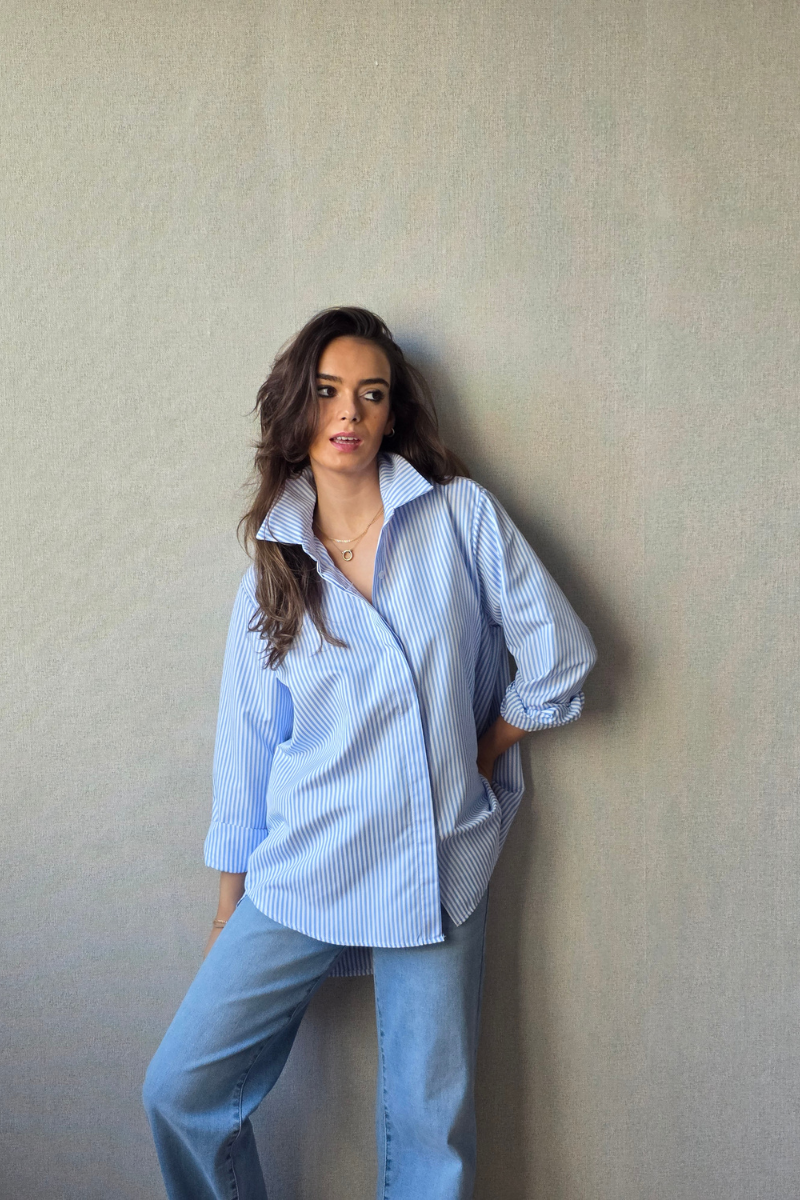 Camisa Rayas Azul Jean - Estilo Casual y Fresco