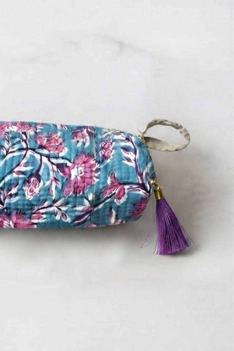 Estuche/neceser turquesa telas indias