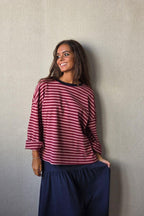 Sudadera oversize de rayas fresa
