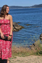 Vestido palabra de honor rojo