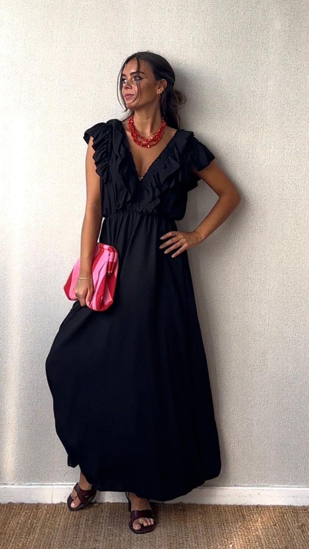 Bolso de rayas de mano con cadena fucsia y rojo