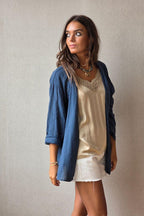 Kimono tipo lino azul marino