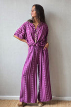 Pantalón estampado berenjena