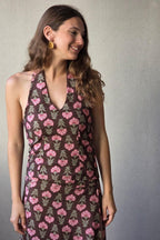 Top de flores boho chocolate