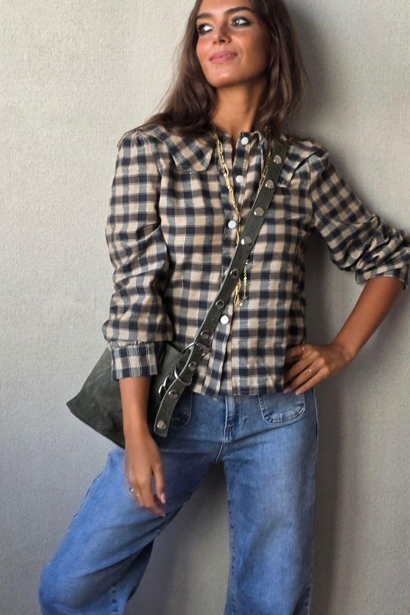 Camisa animal print con brillos Gris