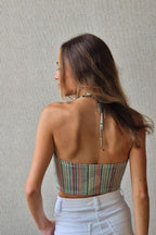 Top estampado brillo verde