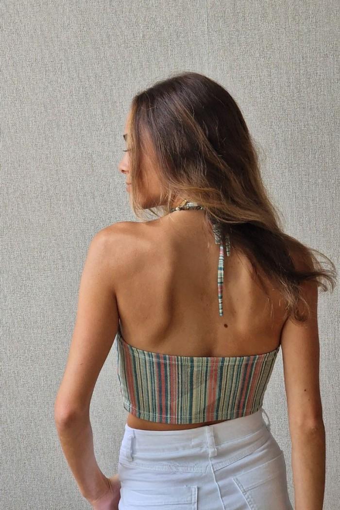 Top estampado brillo verde
