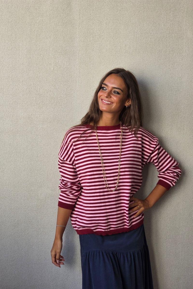 Jersey de rayas granate/rosa