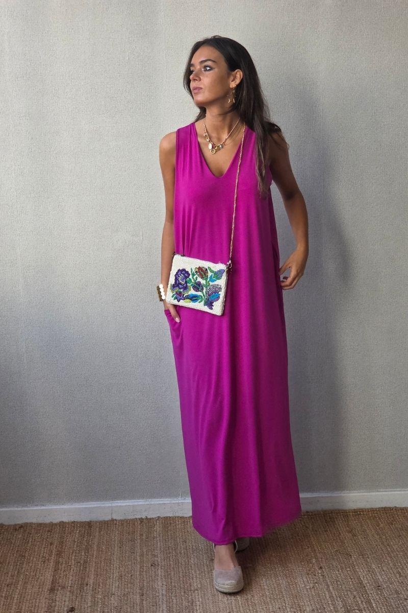 Vestido Asas con Bolsillos Magenta