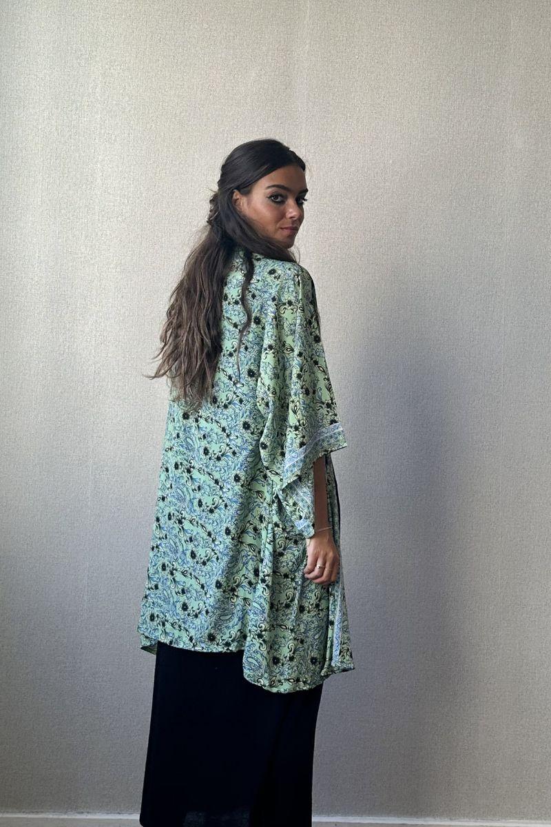 Kimono estampado verde