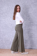 Pantalón culotte de punto verde militar