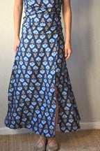 Falda de flores boho azul