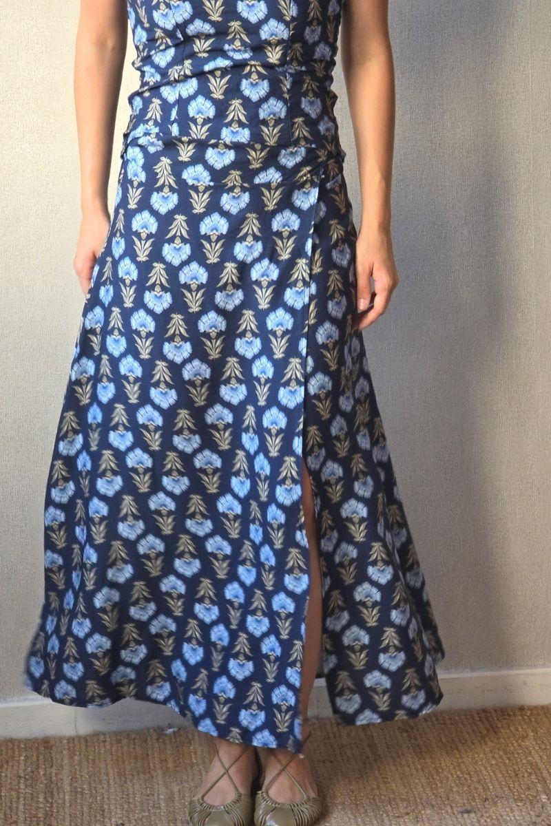 Falda de flores boho azul