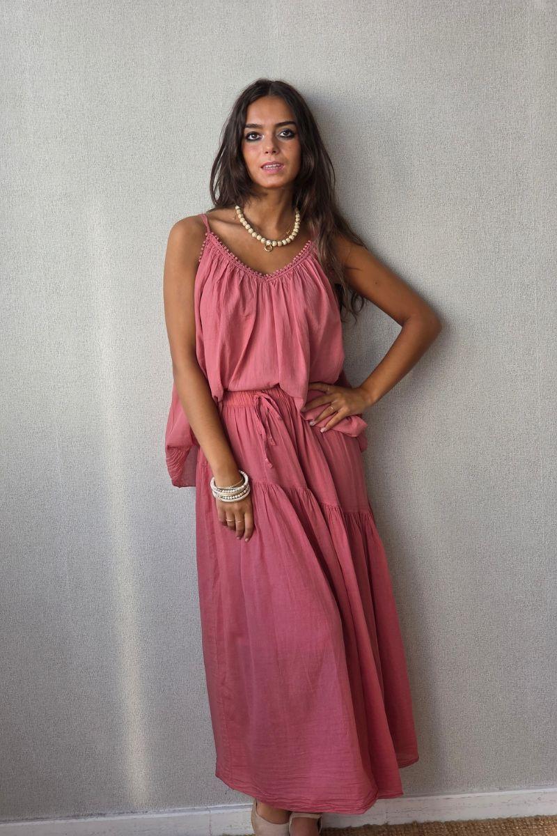 Top muselina coral