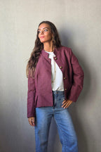 Chaqueta de rayas cuello maho