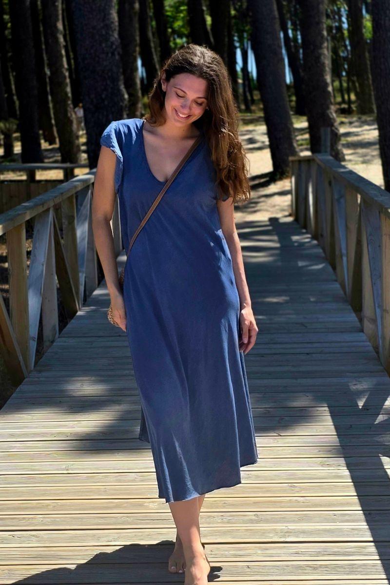VESTIDO VOLANTE AZUL JEANS
