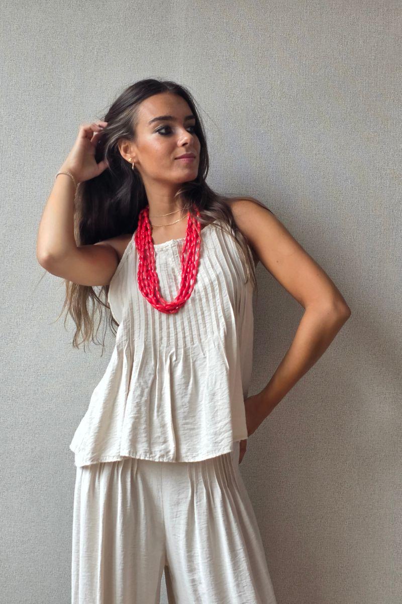 Top jaretas beige