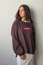 Sudadera oversize iconic marrón chocolate