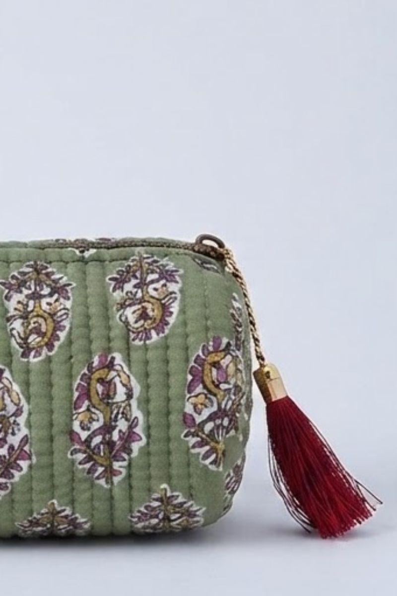 Estuche/neceser verde militar con telas indias