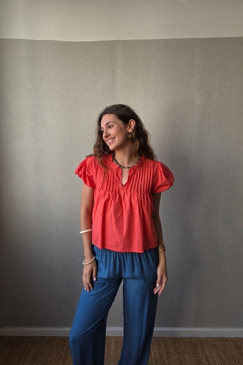 Blusa Manga Farol Coral