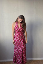 Top de flores boho burdeos