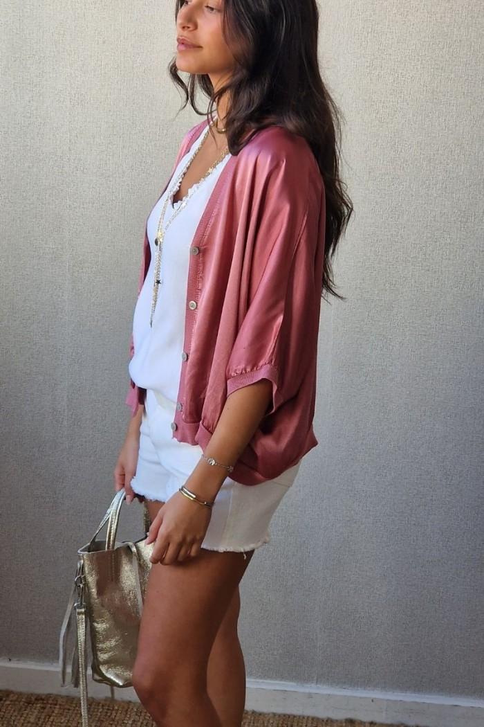Chaqueta tipo bomber rosa