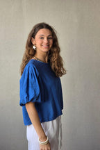 Blusa Manga Globo Azulón