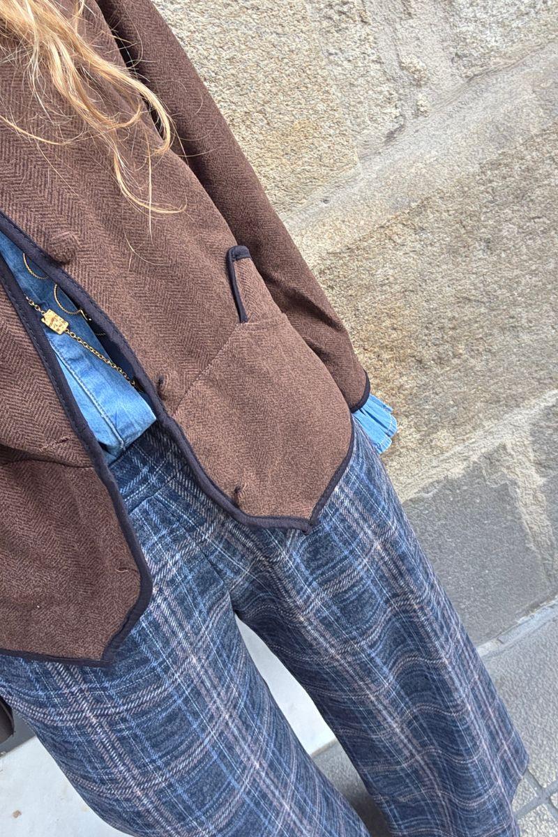 Pantalón de cuadros tartán azul marino