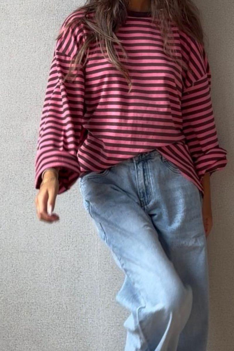 Sudadera oversize corta de Rayas chcolate