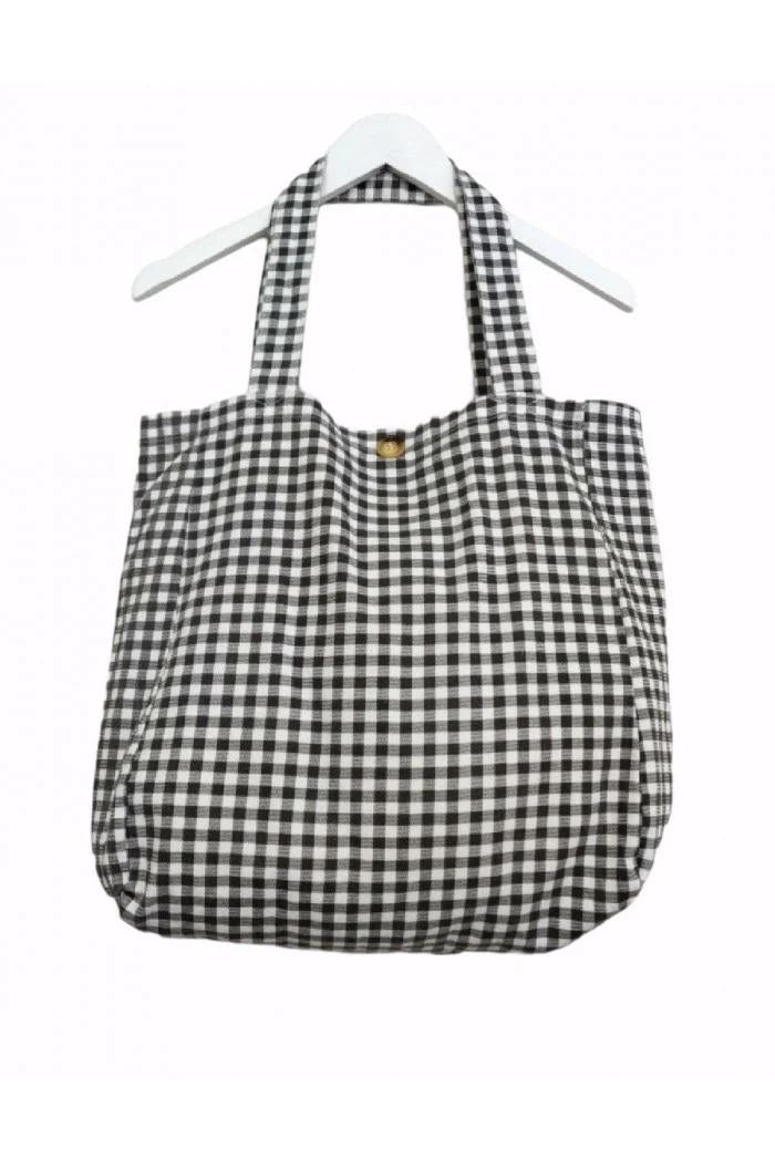 Bolso de cuadro vichy con opción de personalizarlo negro