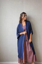 Kimono largo liso azul marino