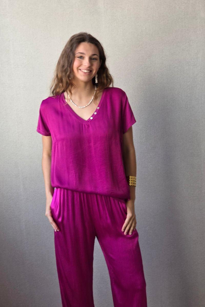 Blusa seda 3 botones