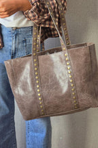 Bolso piel shopper tachuelas topo