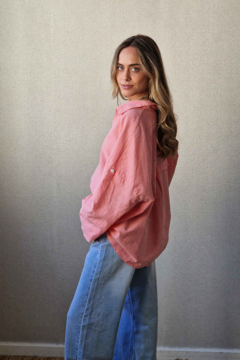Blusa tipo lino coral