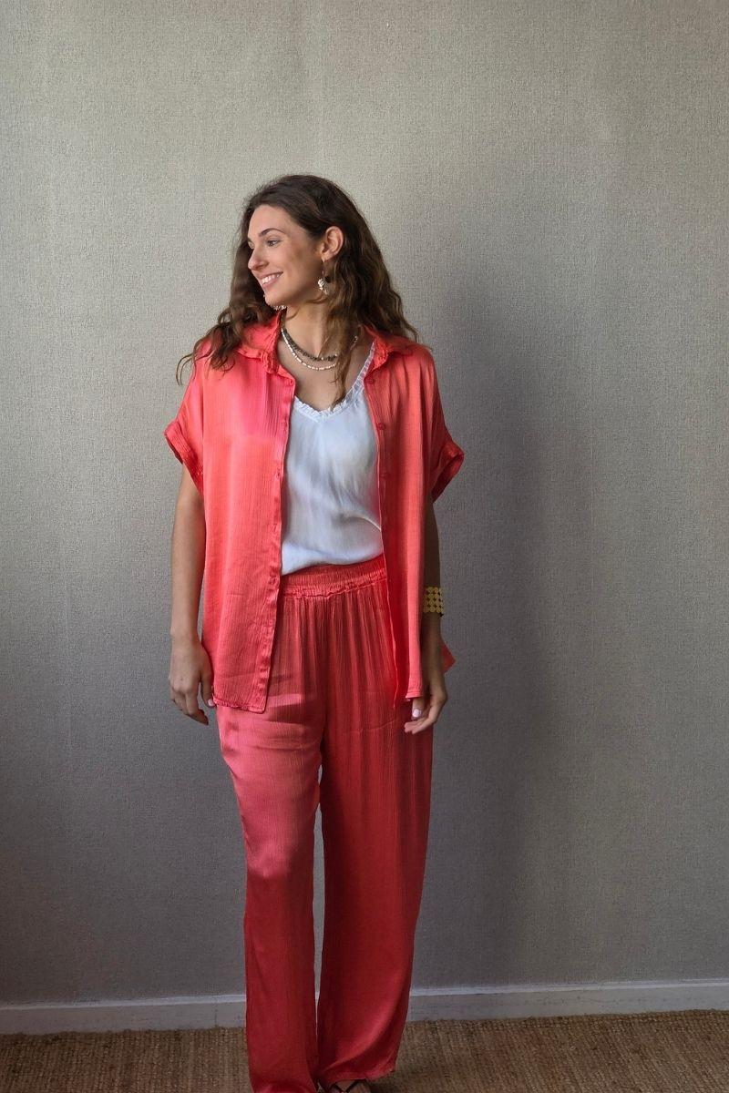 Pantalón de raso coral