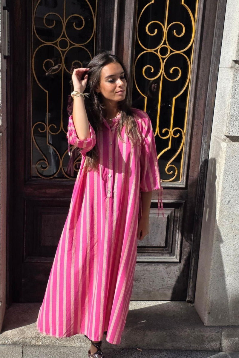 Vestido oversize tipo kurta con manga francesa naranja