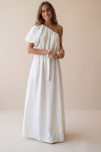 Vestido asimétrico oversize blanco
